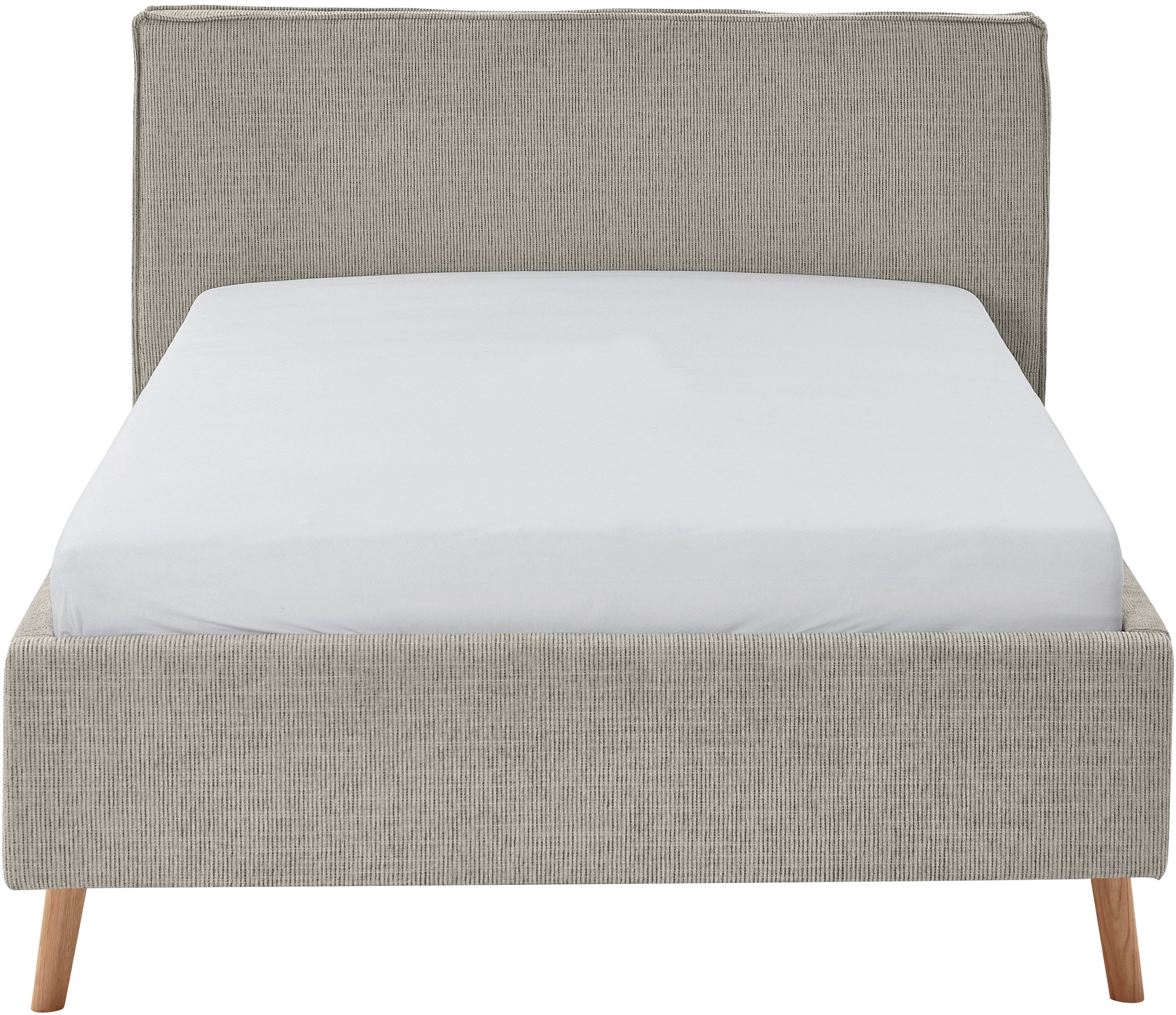 meise.möbel Polsterbett Riva, mit eichefarbigen Holzfüßen, wahlweise mit Bettkasten und Lattenrost