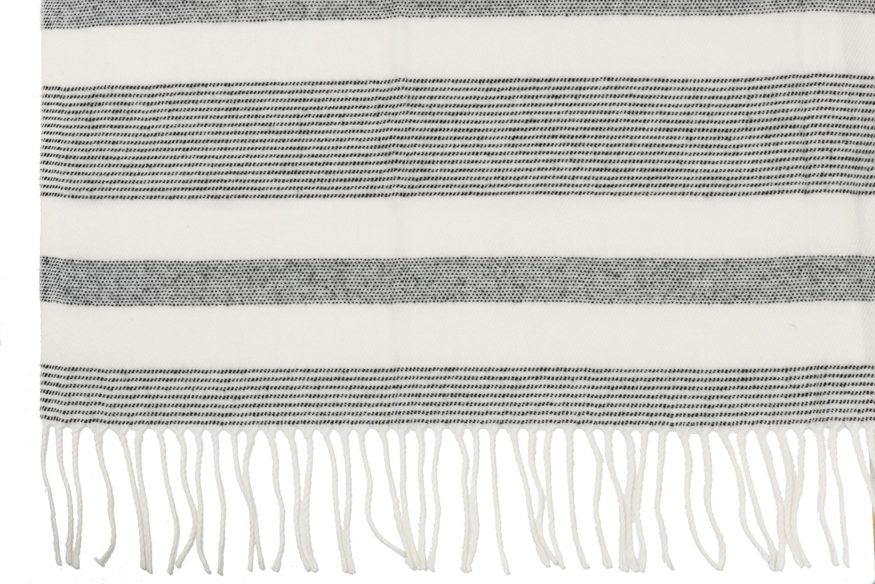 Wohndecke Kuscheldecke Plaid, Decke mit Fransen, grau-weiß, Sofadecke,  Plaid Fleece hellgrau mit Fransen 130 x 170 cm, Wohndecke, J-line