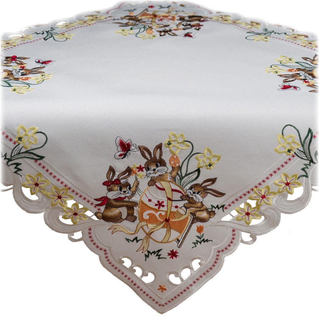 texpot Tischdecke Tischläufer Stickerei Hasenkinder Osterhasen Ostern (1-tlg)