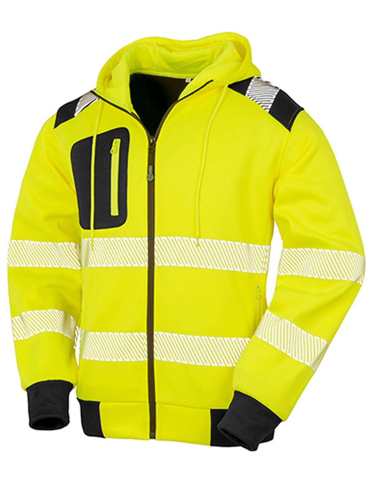 RT503 Fluorescent Arbeitsjacke Polyester recyceltem aus Result Yellow-Black Sicherheitsjacke atmungsaktiv Safety Jacke