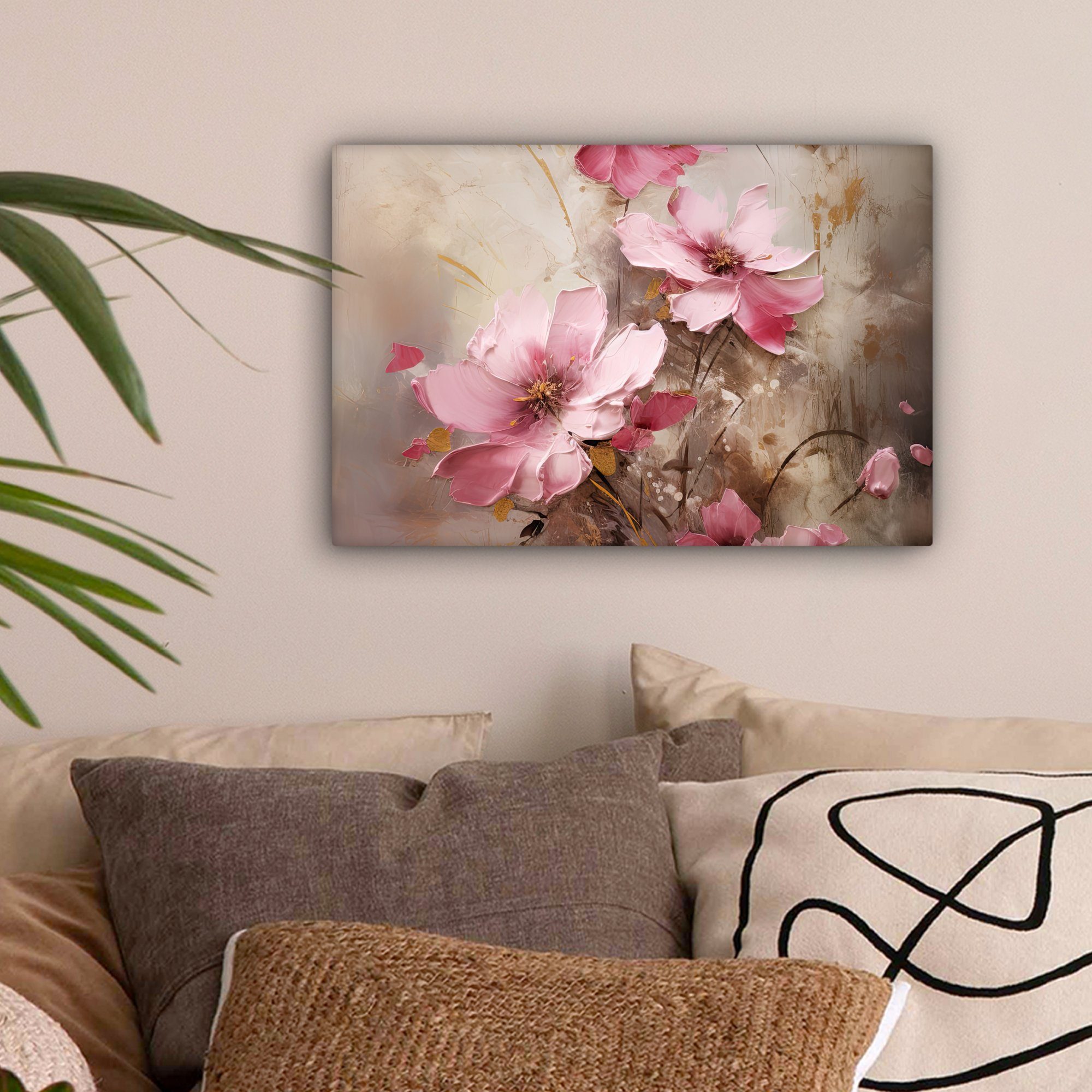 OneMillionCanvasses® Leinwandbild Blumen - Rosa - Kunst - Aquarell, Fotodru günstig online kaufen