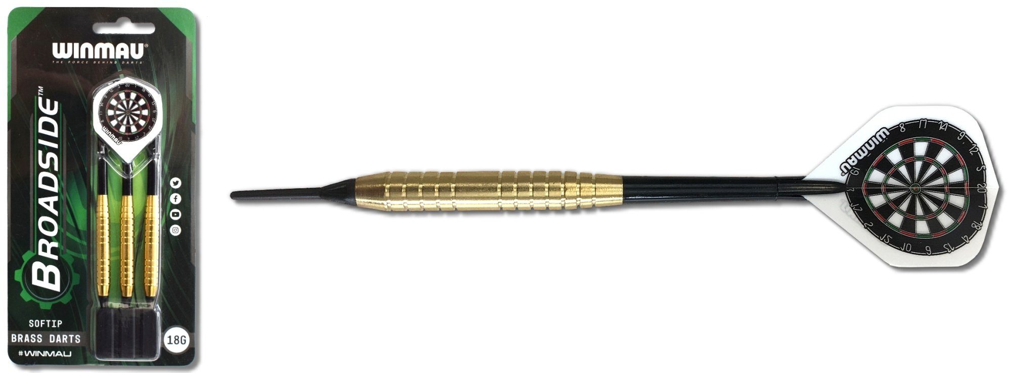 Winmau Dartpfeil Winmau Broadside Brass Softdart 2225-18 g