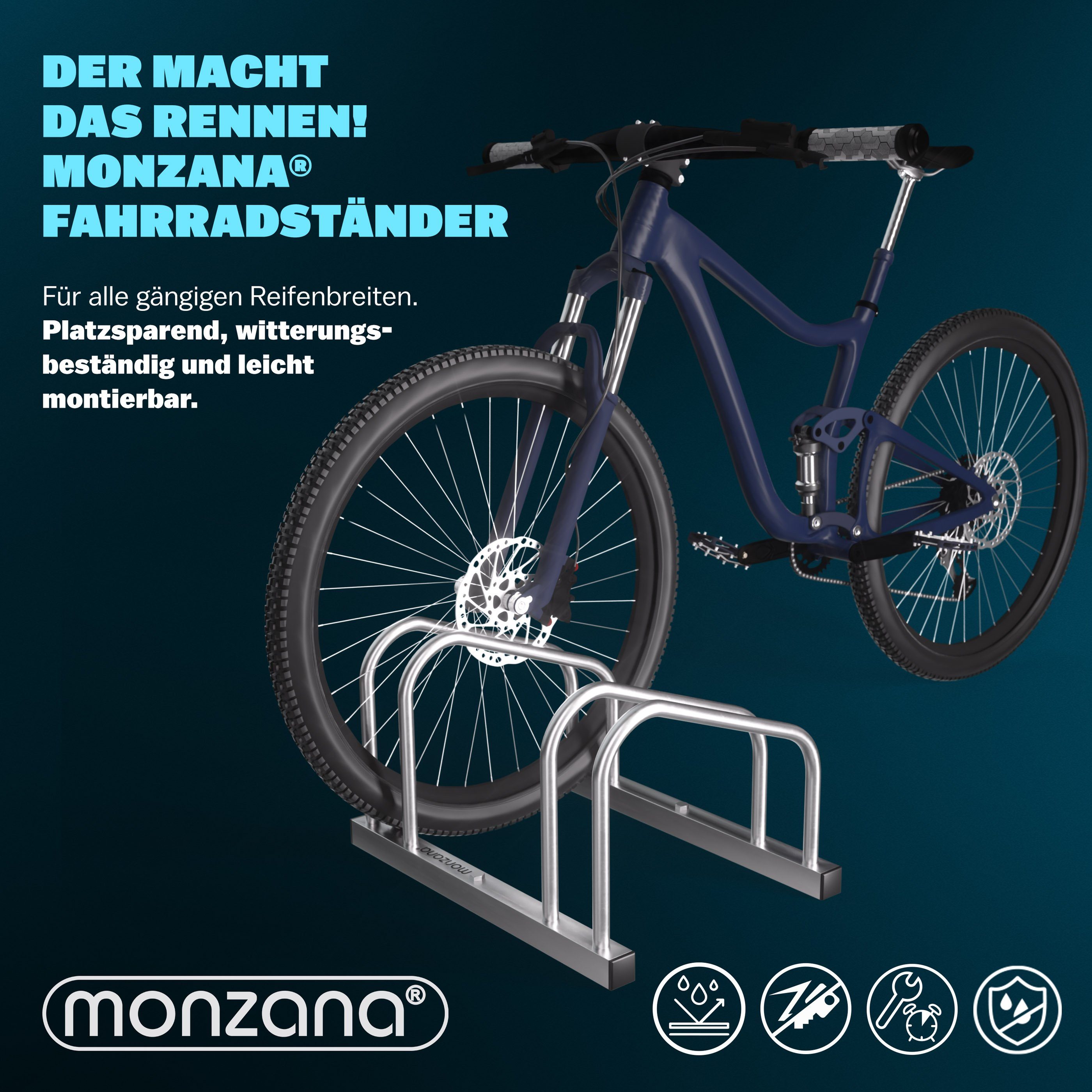 monzana Fahrradständer, für 2 Fahrräder 65 mm Reifenbreite Mehrfachständer Aufstellständer