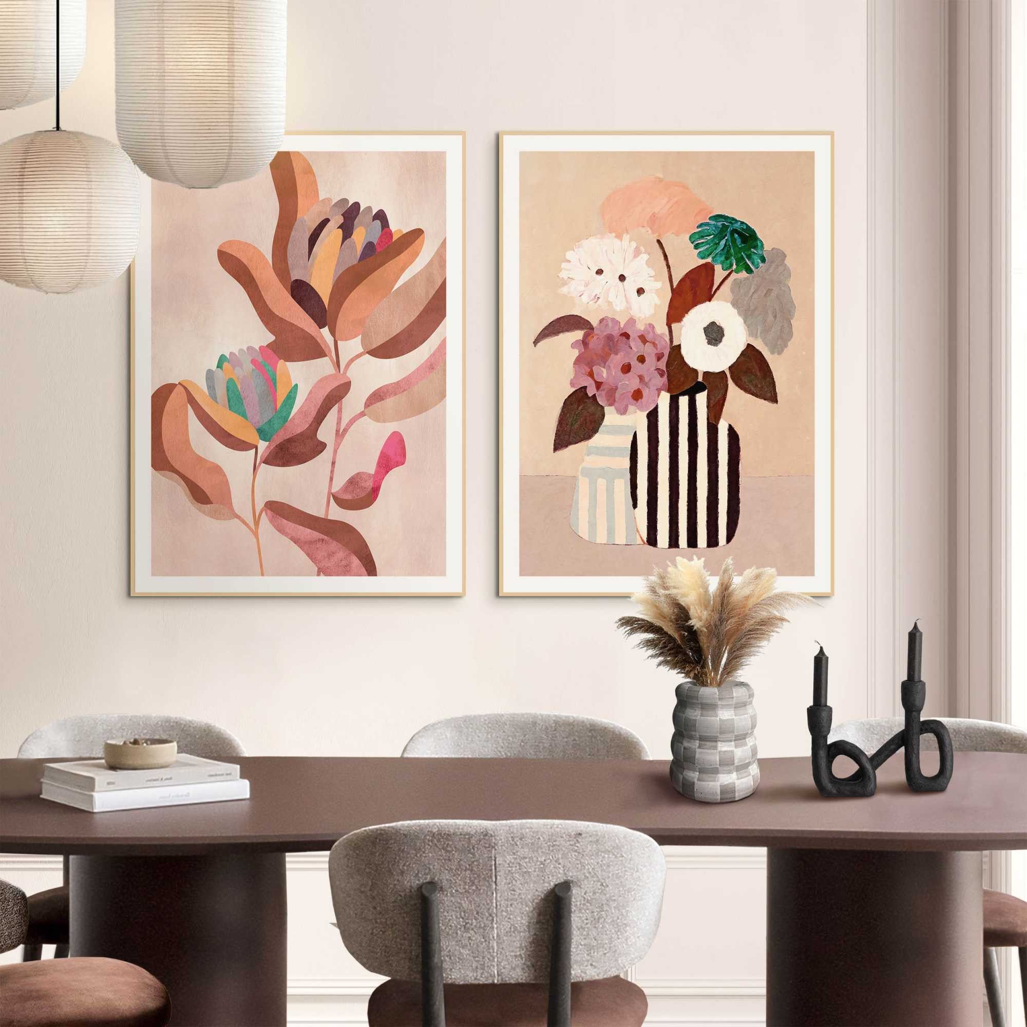 Reinders! Bild mit Rahmen Blumen, Blumen (2 St), Hobbyraum - Rosa - MDF - Blumen und Pflanzen - 50x70 cm