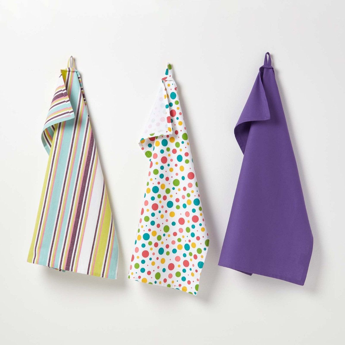 Homescapes Geschirrtuch 3er-Set Полотенца для посуды Osaka lila-bunt aus 100% Baumwolle