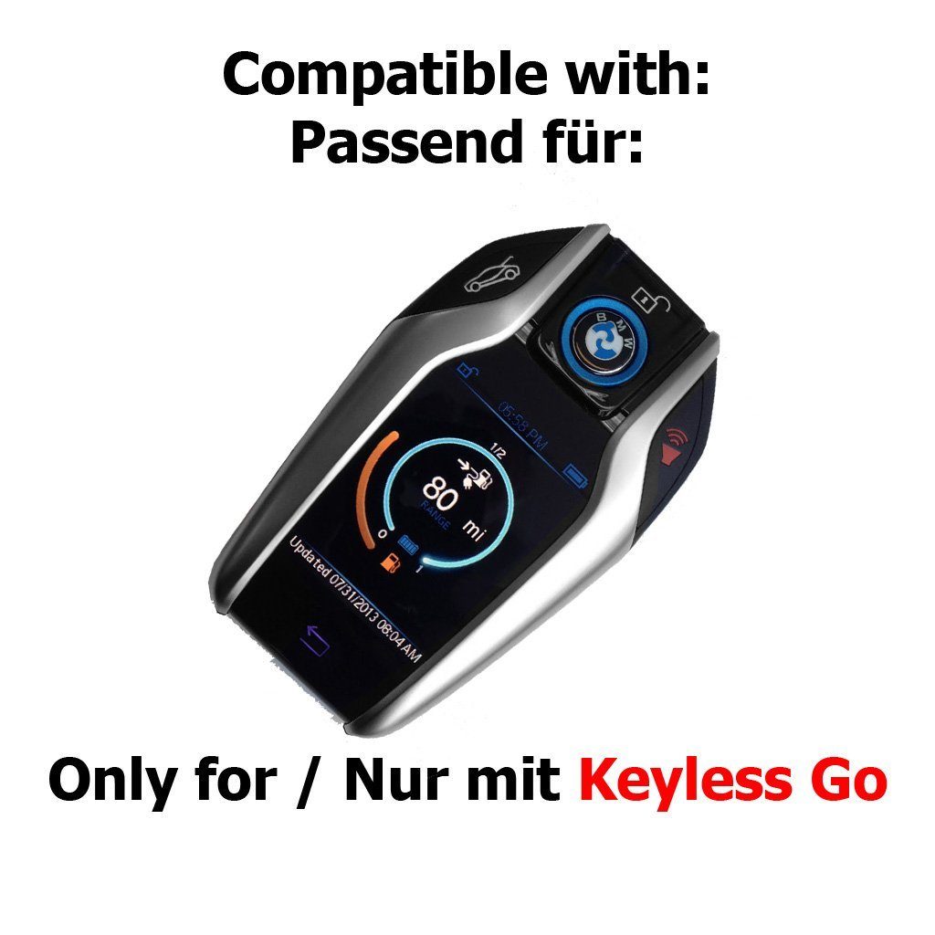 mt-key SMARTKEY X3 i8 KEYLESS G01 für Autoschlüssel Schutzhülle G30 G02 BMW Hardcover Grau, G11 Metallic 5er G31 7er Schlüsseltasche X4