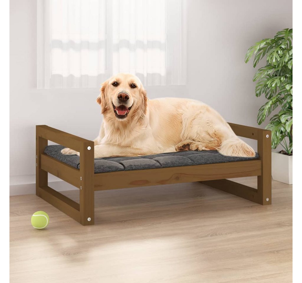 Thumbnail - vidaXL Tierbett, Hundebett Honigbraun 75,5x55,5x28 cm Massivholz Kiefer