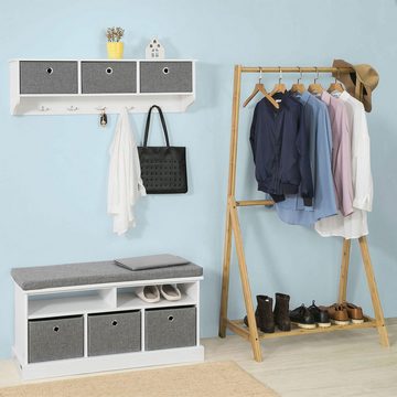 SoBuy Wandgarderobe FSR65-DG+FRG282-W, Flurset Flurmöbel Schuhbank mit Sitzfläche Flurgarderobe