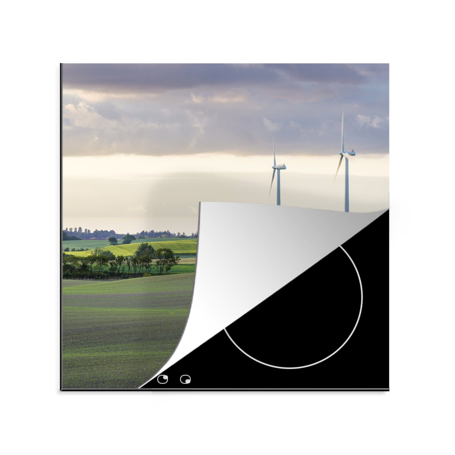 MuchoWow Herdblende-/Abdeckplatte Windkraftanlagen, Vinyl, (1 tlg), 78x78 cm, Ceranfeldabdeckung, Arbeitsplatte für küche