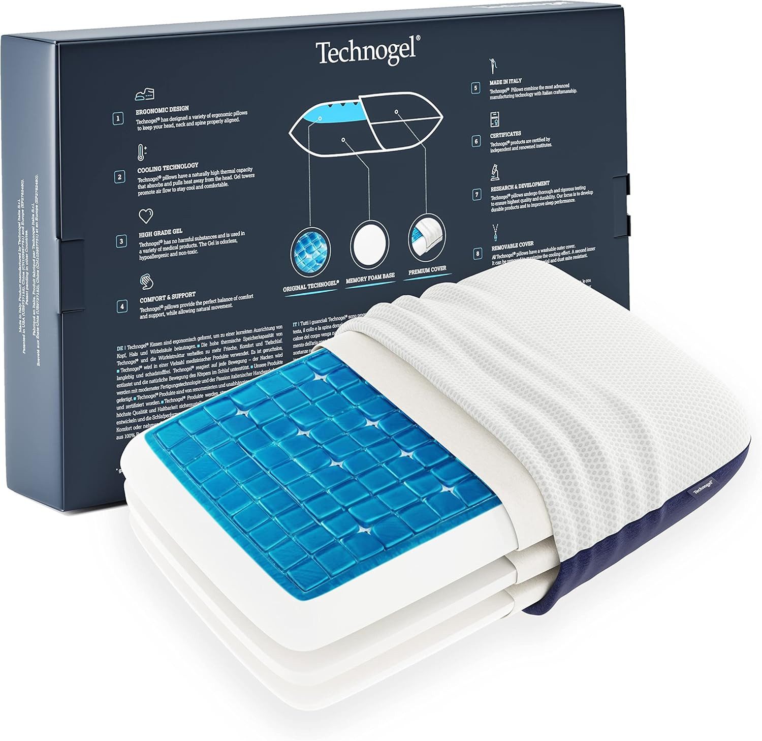 Technogel Nackenstützkissen, Bezug: 57,5% Polyester, 41% Viscose, 1,5% Elasthan