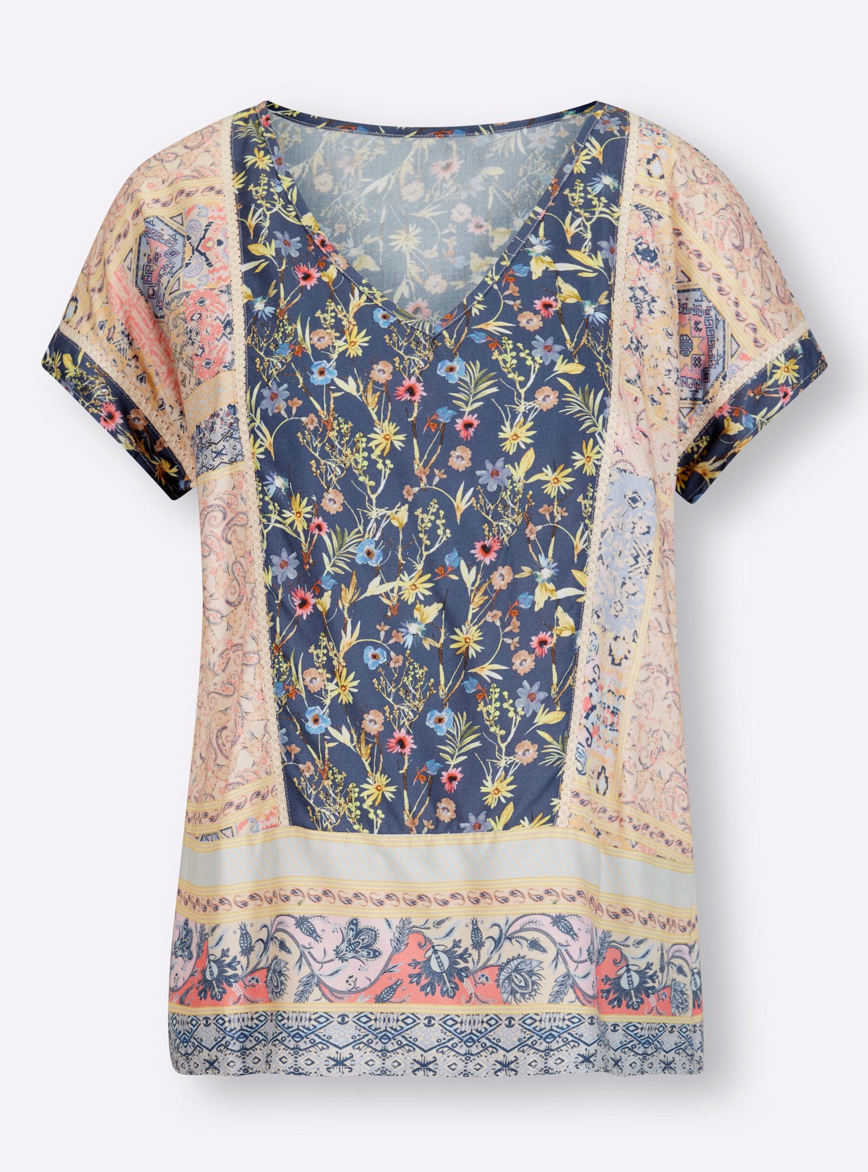 Klassische Bluse Druckbluse Kurzarm
