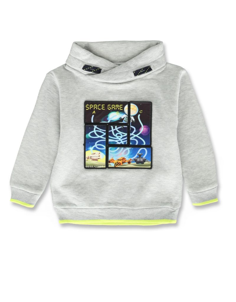 LEMON BERET Kapuzenpullover Lemon Beret Jungen Sweater in grau mit Grafikprint 116/122