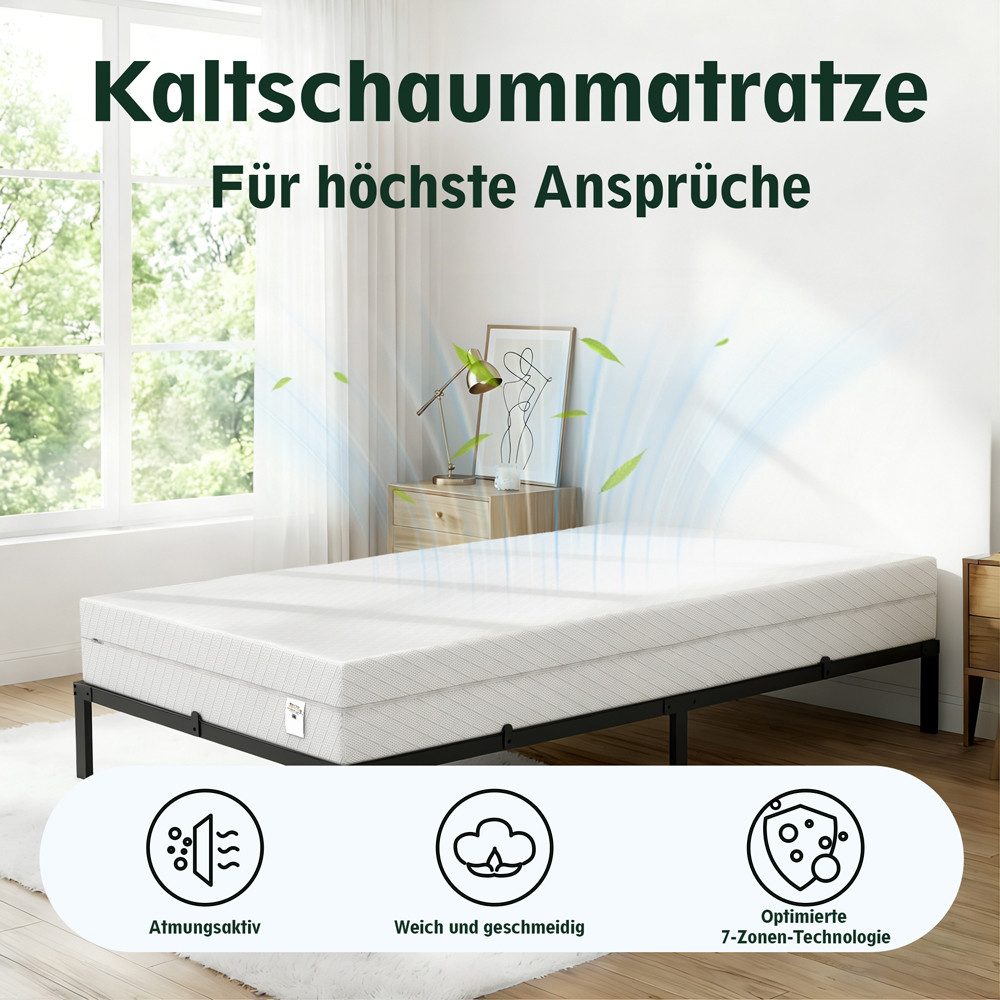 Komfortschaummatratze kaltschaummatratze, 20 cm extra dicker Schaumstoff, H3 Weiß, PFCTART, 20 cm hoch, (Set, Kaltschaummatratze 90x200 für Rücken & Seitenschläfer, Öko Tex), Kühlend atmungsaktiv, 7 Zonen ergonomisch, Bezug waschbar bis 60°C