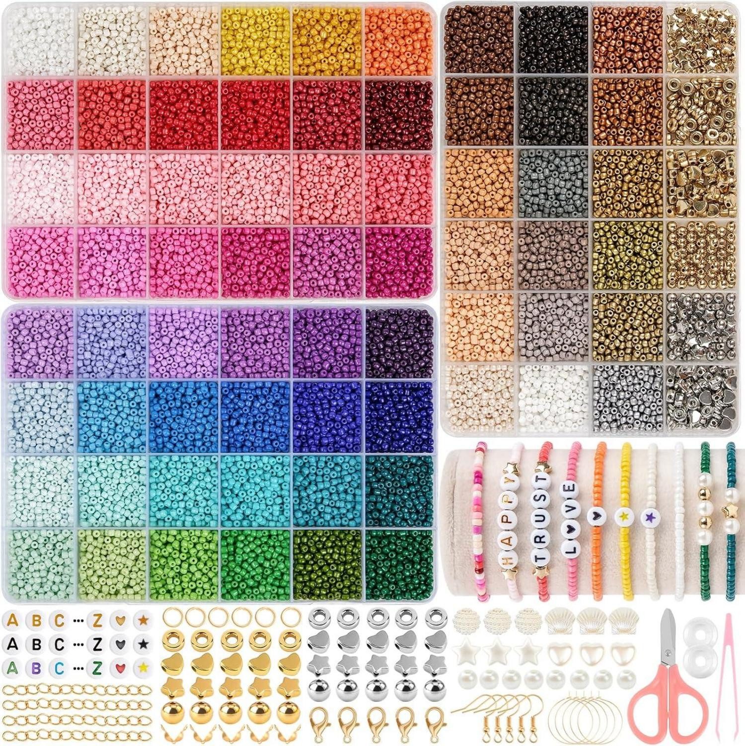 Ketten und Armband Set Perlen für Armbänder 3mm Set Schmuck DIY Bastelset Buchstabenperlen