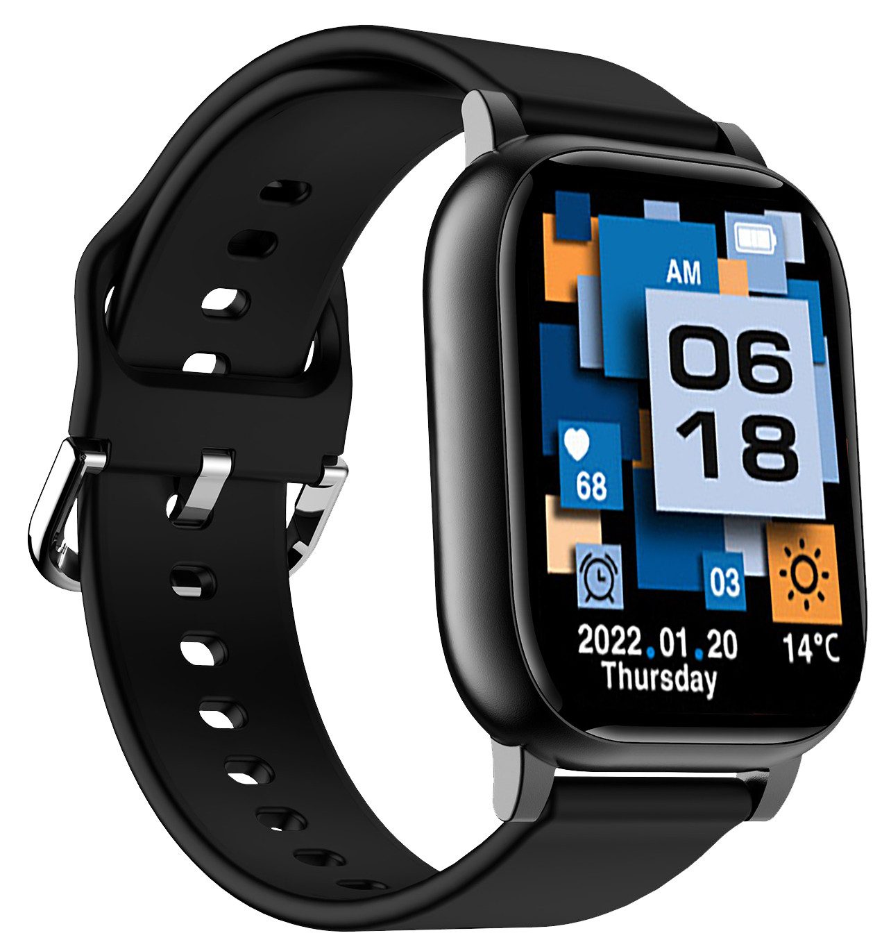 JTC Smartwatch SWS14 Smartwatch, 5,1 cm Display, Schrittzähler, Gesundheitsfunktionen, wasserfest