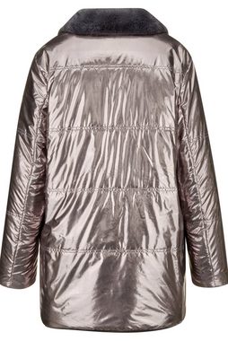 MIAMODA Funktionsjacke Wendejacke Metallic-Look Kunstfellbesatz Stehkragen Zipper