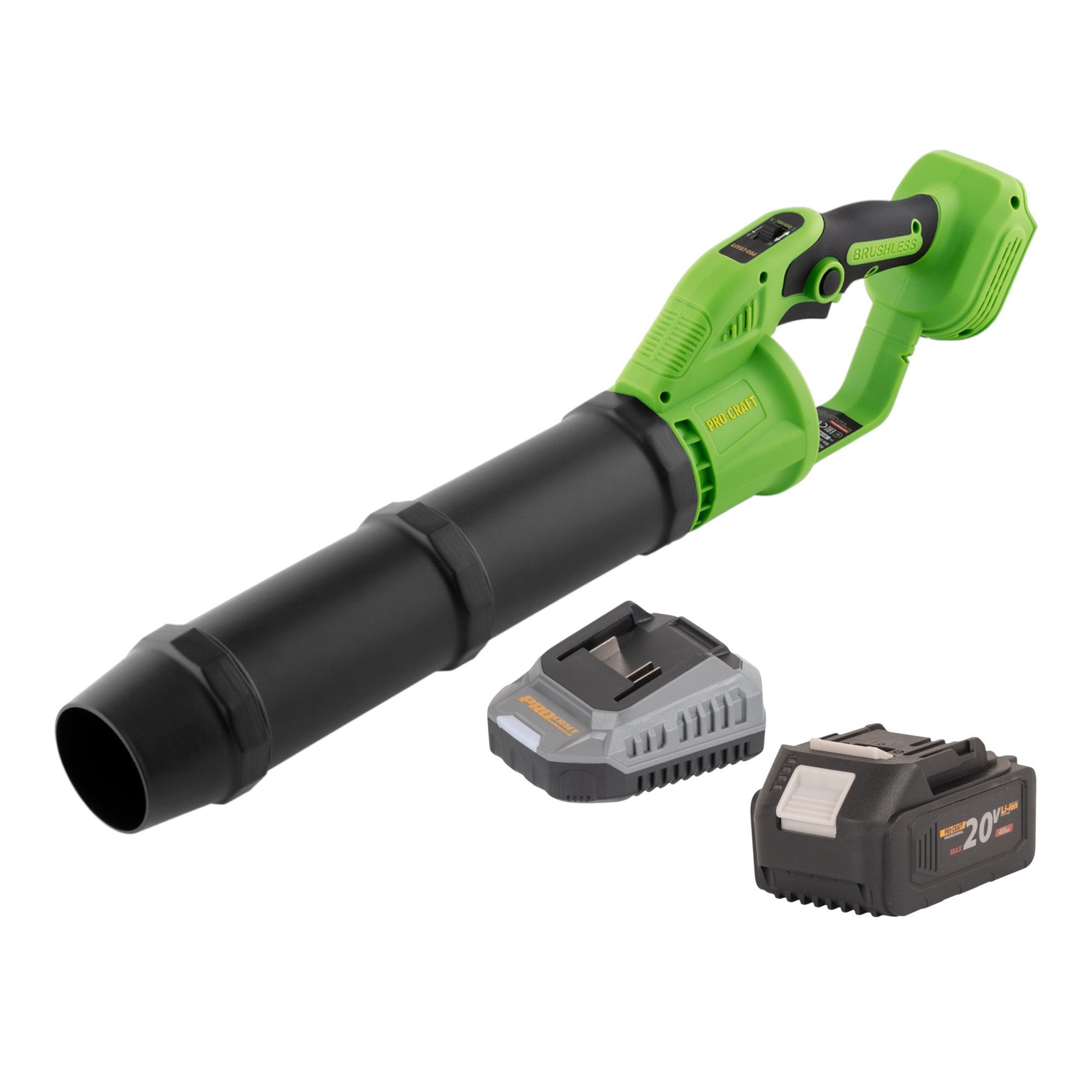 PRO CRAFT Akku-Laubbläser PB24bb 20 V Brushless + 1x Akku 4,0 Ah + Ladegerät