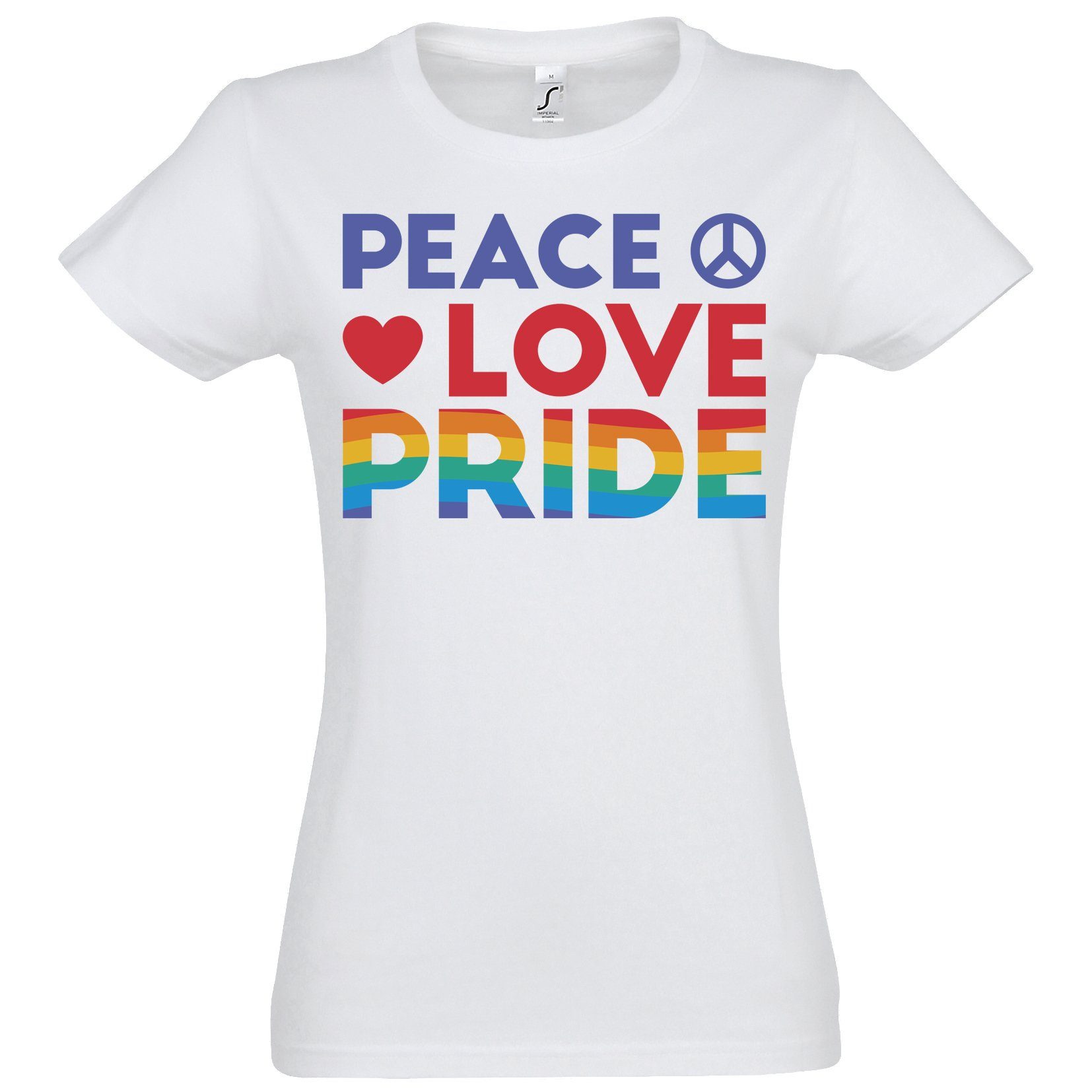 Youth Designz T-Shirt Peace Love Pride Damen T-Shirt mit modischem Frontprint
