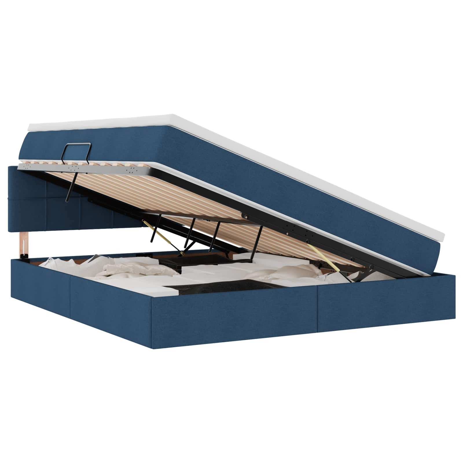 Bett Aufbewahrungsbett mit Matratze Blau 180 x 200 cm Holzwerkstoff