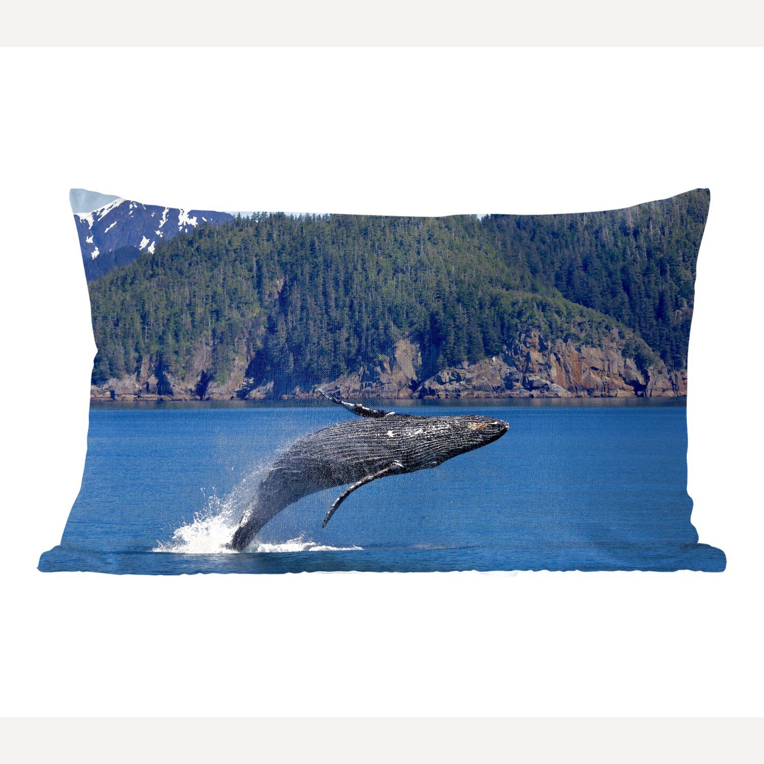 MuchoWow Dekokissen Nordamerika - Meer - Wale, Wohzimmer Dekoration, Zierkissen, Dekokissen mit Füllung, Schlafzimmer