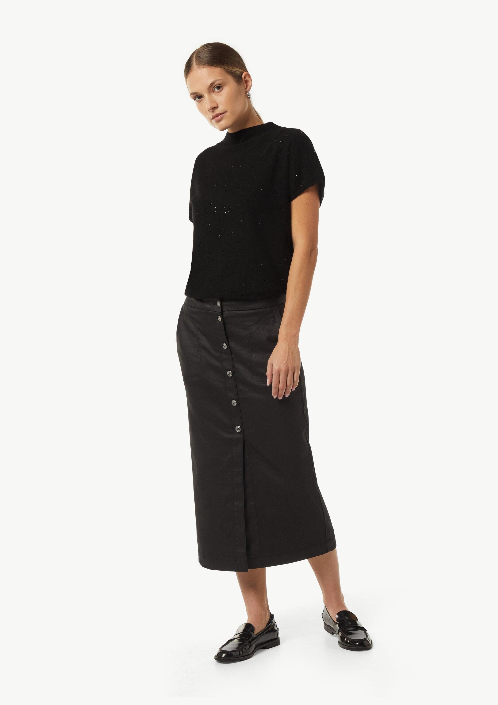 comma Kurzarmpullover Strickpullover Strickpullover mit Tutleneck und Pailletten-Details