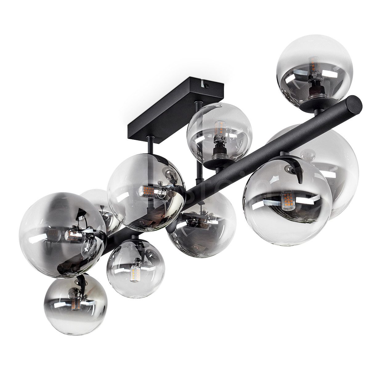 hofstein Deckenleuchte Deckenlampe aus Metall/Glas in Schwarz/Rauchfarben/K günstig online kaufen