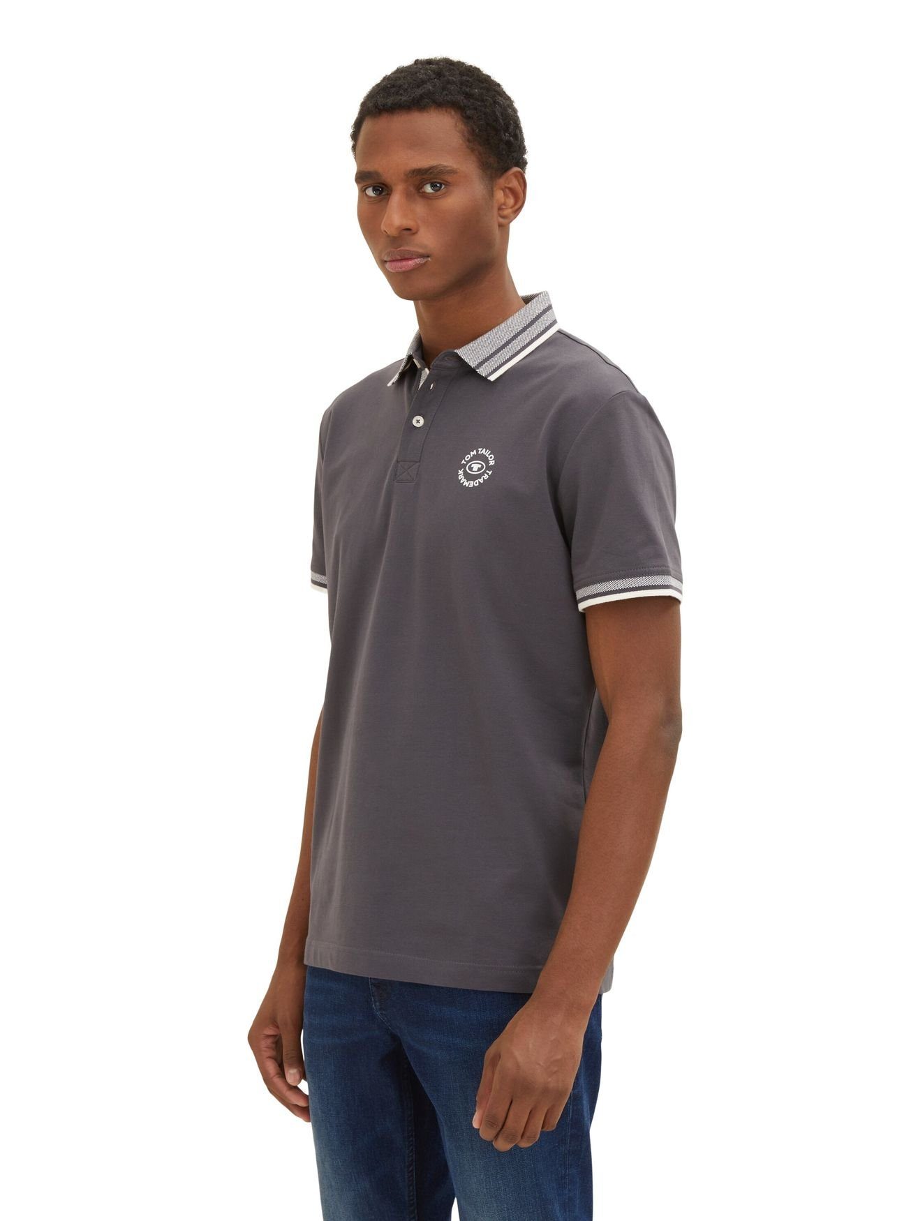 TOM 5312 BASIC Shirt Dunkelgrau mit Poloshirt POLO TAILOR Polo Logoprägung in