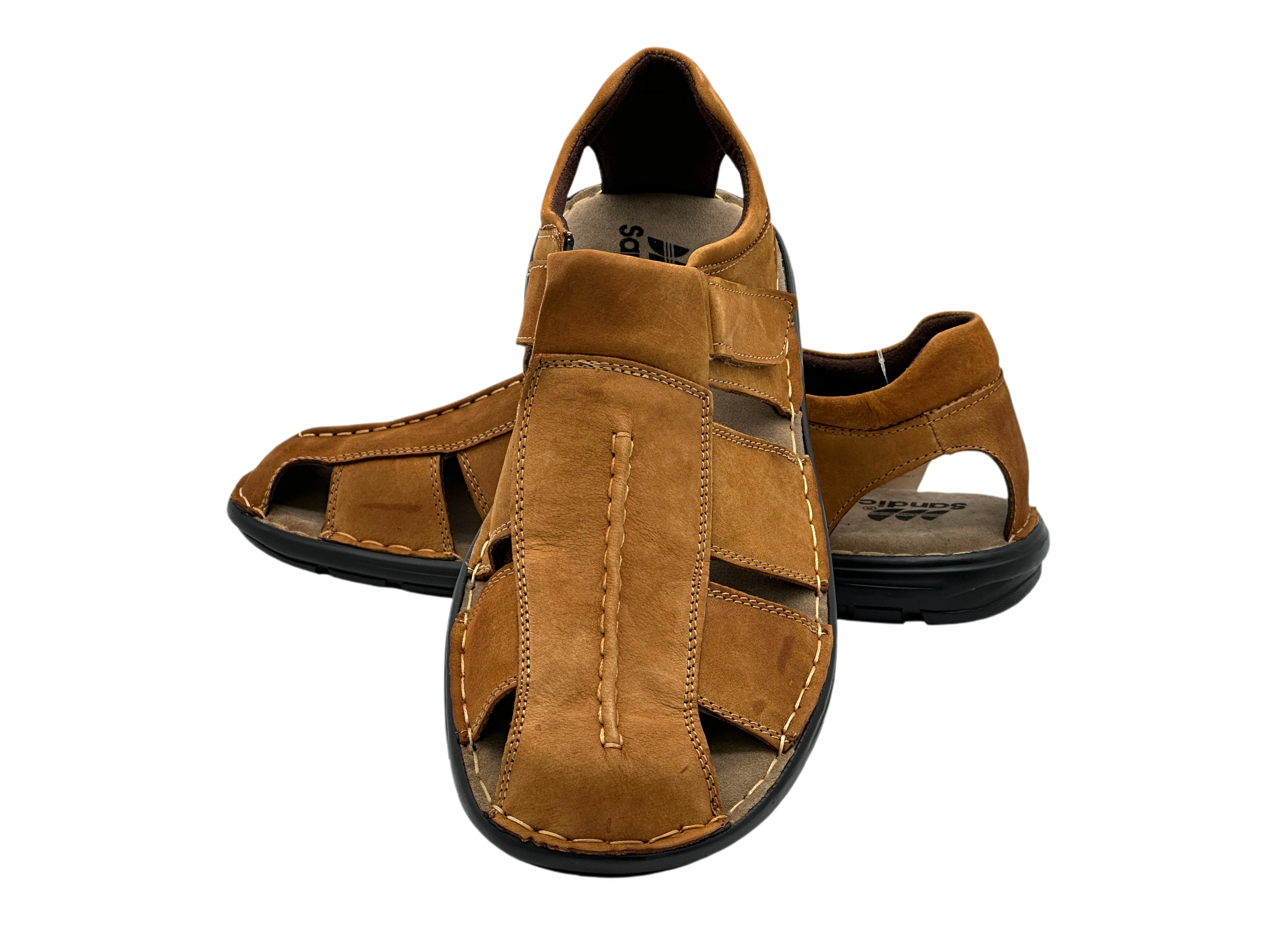 Nowaland Herren Echtleder Sandalen bequem Klettverschluss Sommer Sandale Echtleder, weiches Fußbett, flexibel und alltagstauglich