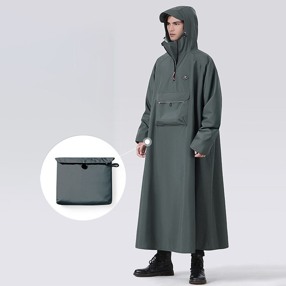 MOPUEA Regenponcho Fahrrad Regenmantel Regenjacke Damen Herren Poncho Regenponcho (zuverlässigen Wetterschutz, 1-St) wasserdicht mit Kapuze und Tasche, Polyester, Atmungsaktiv, Packbar
