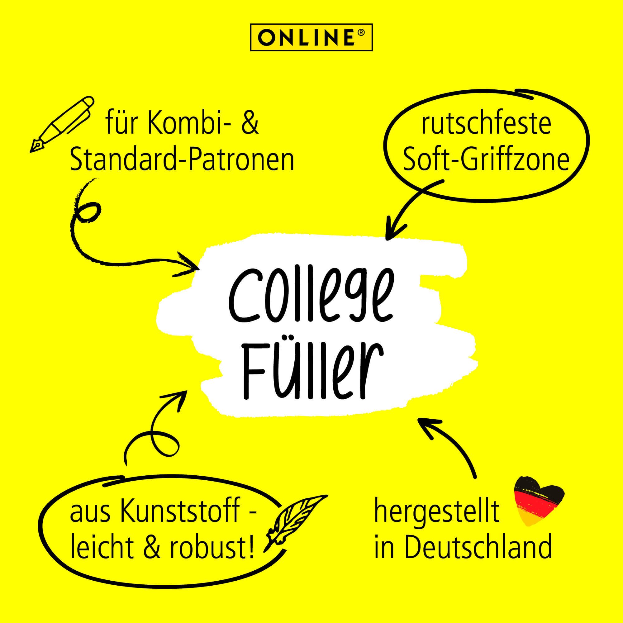 Online Pen Füller College Füllhalter, ergonomisch, ideal für die Schule, hergestellt in Deutschland – Bild 4 von 5