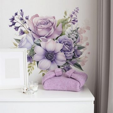 AUKUU Wanddekoobjekt Romantische Romantische lila Blume Schmetterling Schlafzimmer, Eingang Home Dekoration Wandaufkleber Aufkleber selbstklebend