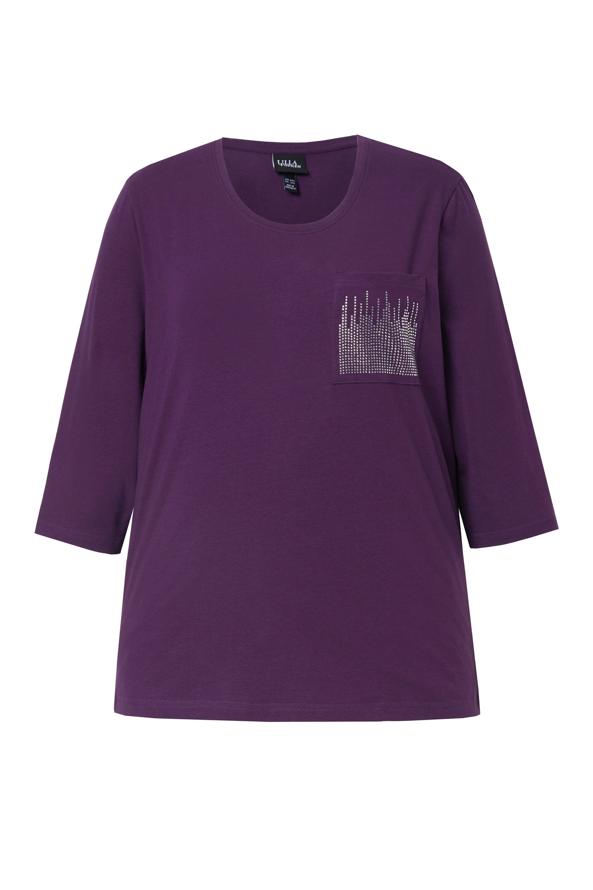 Ulla Popken T-Shirt Shirt Zierstein-Brusttasche Rundhals günstig online kaufen