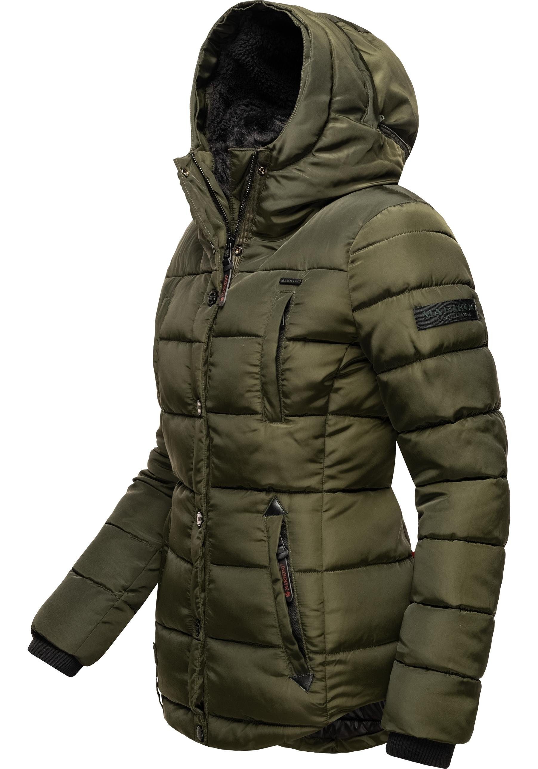 Marikoo Steppjacke Lotusblüte hochwertige Winter Jacke mit edler Kunstpelz günstig online kaufen