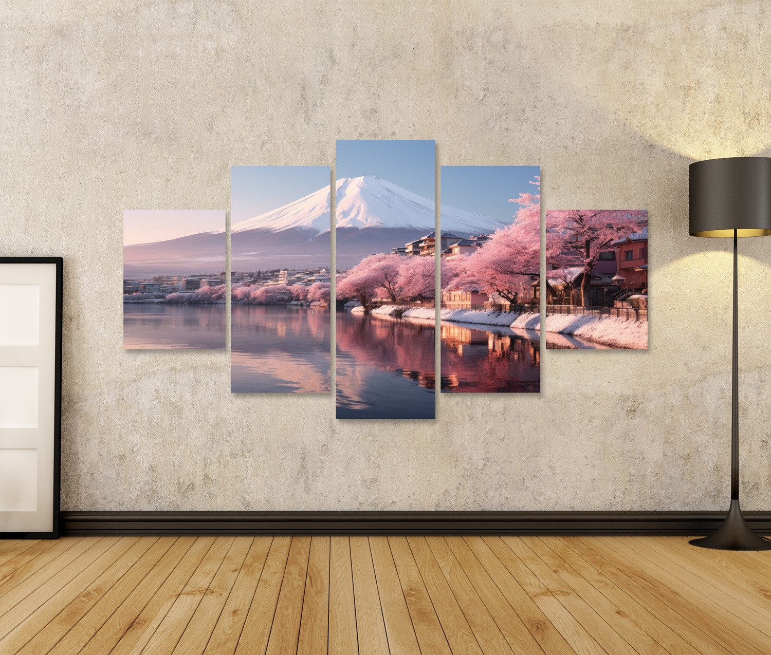 islandburner Leinwandbild Schöne Fuji Berg Kirschblüten günstig online kaufen