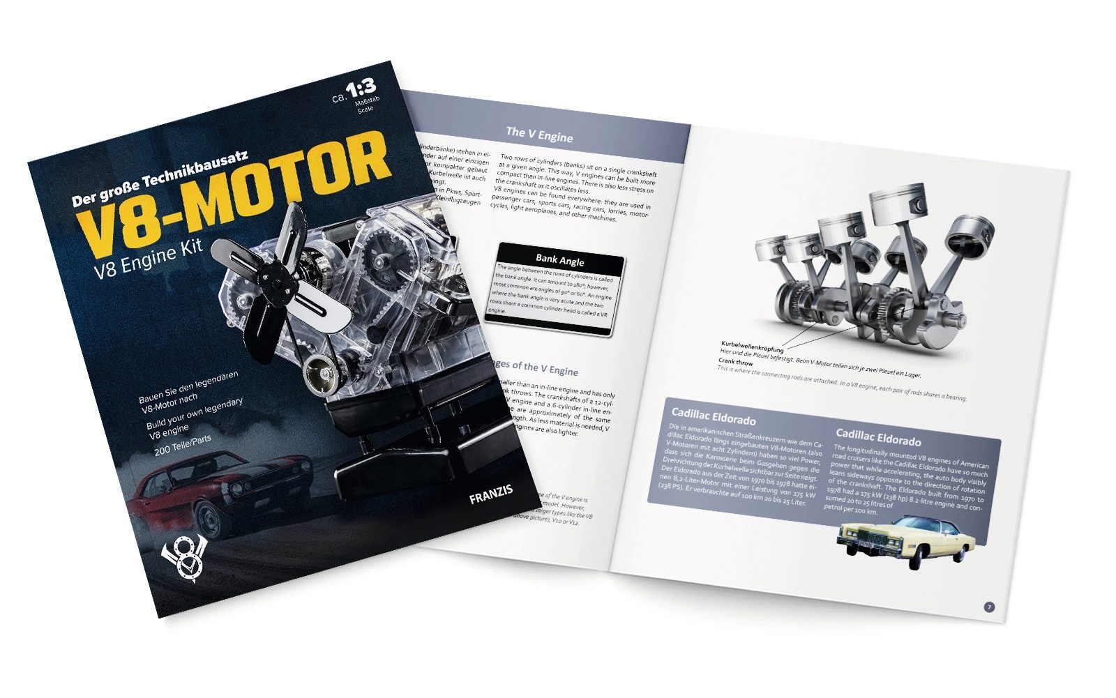 Franzis Modellbausatz FRANZIS V8-Motor Technikbausatz, Motorbausatz im Maßstab 1:3, (250-tlg) – Bild 5 von 5