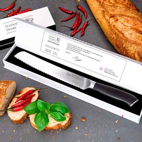 Hannah's Homebrand Brotmesser mit flachem Wellenschliff aus Ebenholz, Brotmesser mit verblüffend leichtem Schnitt