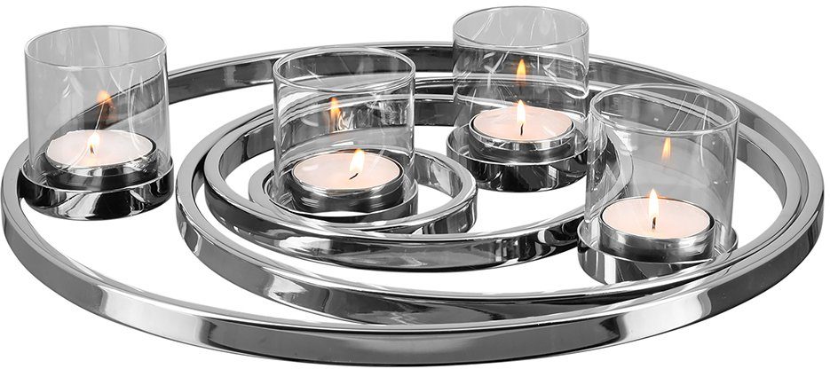 Fink Kerzenhalter UNIVERSE, aus St), Weihnachtsdeko Adventsleuchter 4-flammig, Glas, (1 und Edelstahl