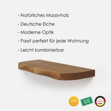 Rikmani Wandregal Holz Eiche massiv - Handgefertigtes Regal mit geschwungener Kante NEMO, Made in Germany