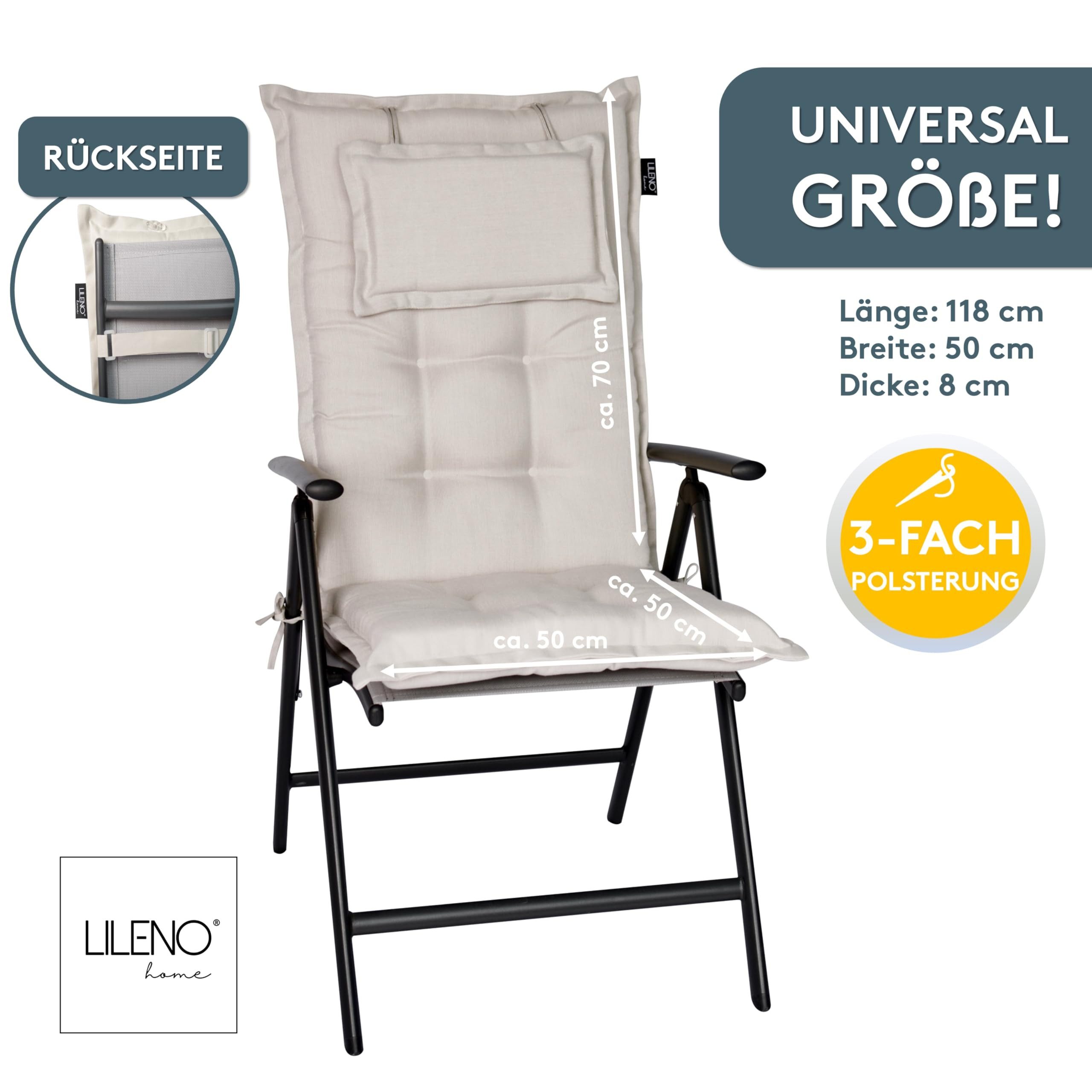 LILENO HOME Hochlehnerauflage Gartenstuhl Auflage, bequeme Sitzauflage für Gartenmöbel, Stuhlkissen, (1 St., 1er Set), Polsterauflage Natur Y, Sitzpolster für Klappstühle