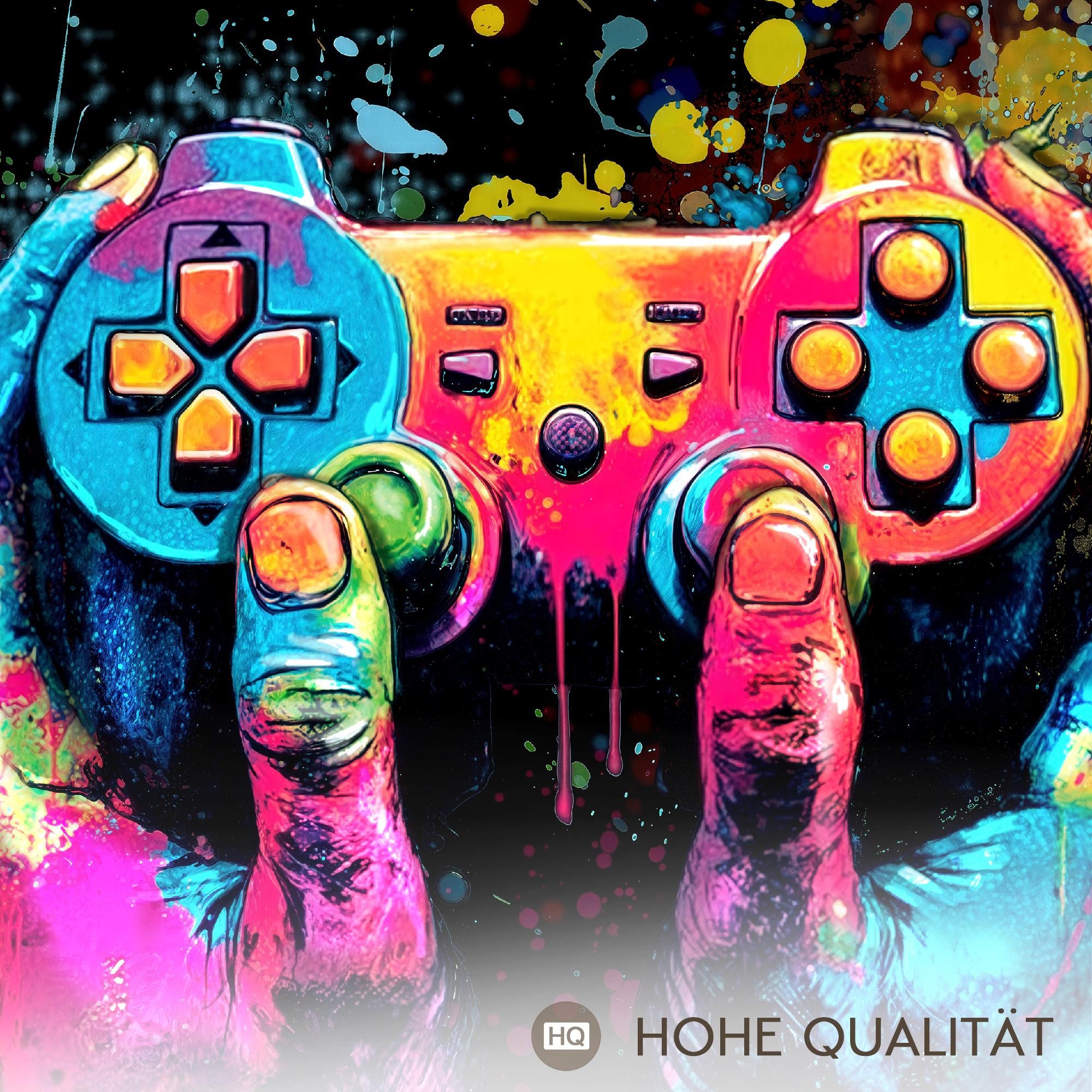 Novart Wandbild Wandbilder Gamer Spielkonsole Jugendzimmer Kinderzimmer, Bunt