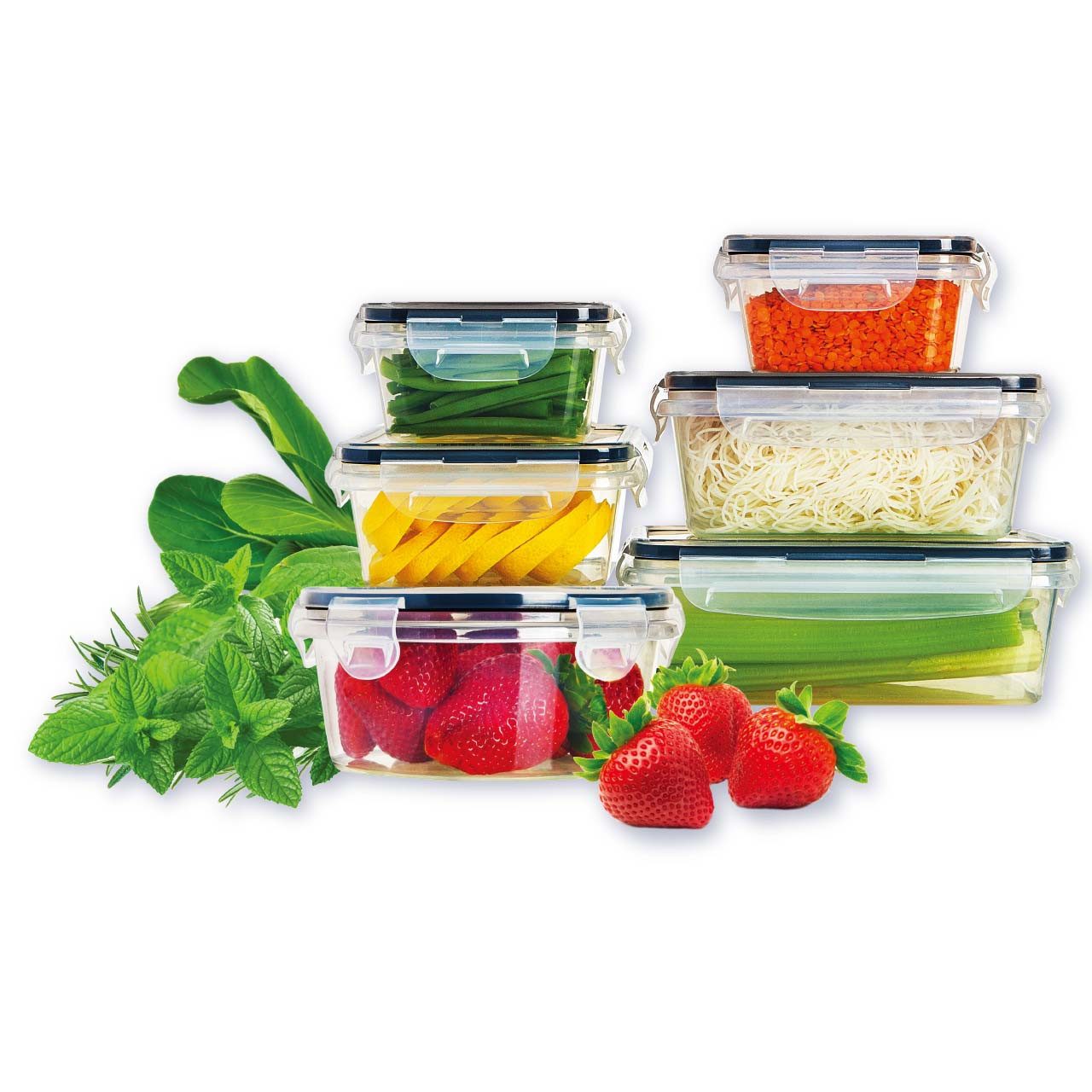 TAVIALO Aufbewahrungsbecher TAVIALO 6-teiliges Frischhaltedosen-Set, BPA-frei, Vorratsdosen mit Deckel, Meal Prep Boxen, Auslaufsicher