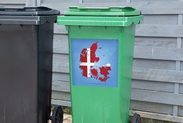 MuchoWow Wandsticker Illustration von Dänemark in den Farben der Flagge (1 St), Mülleimer-aufkleber, Mülltonne, Sticker, Container, Abfalbehälter