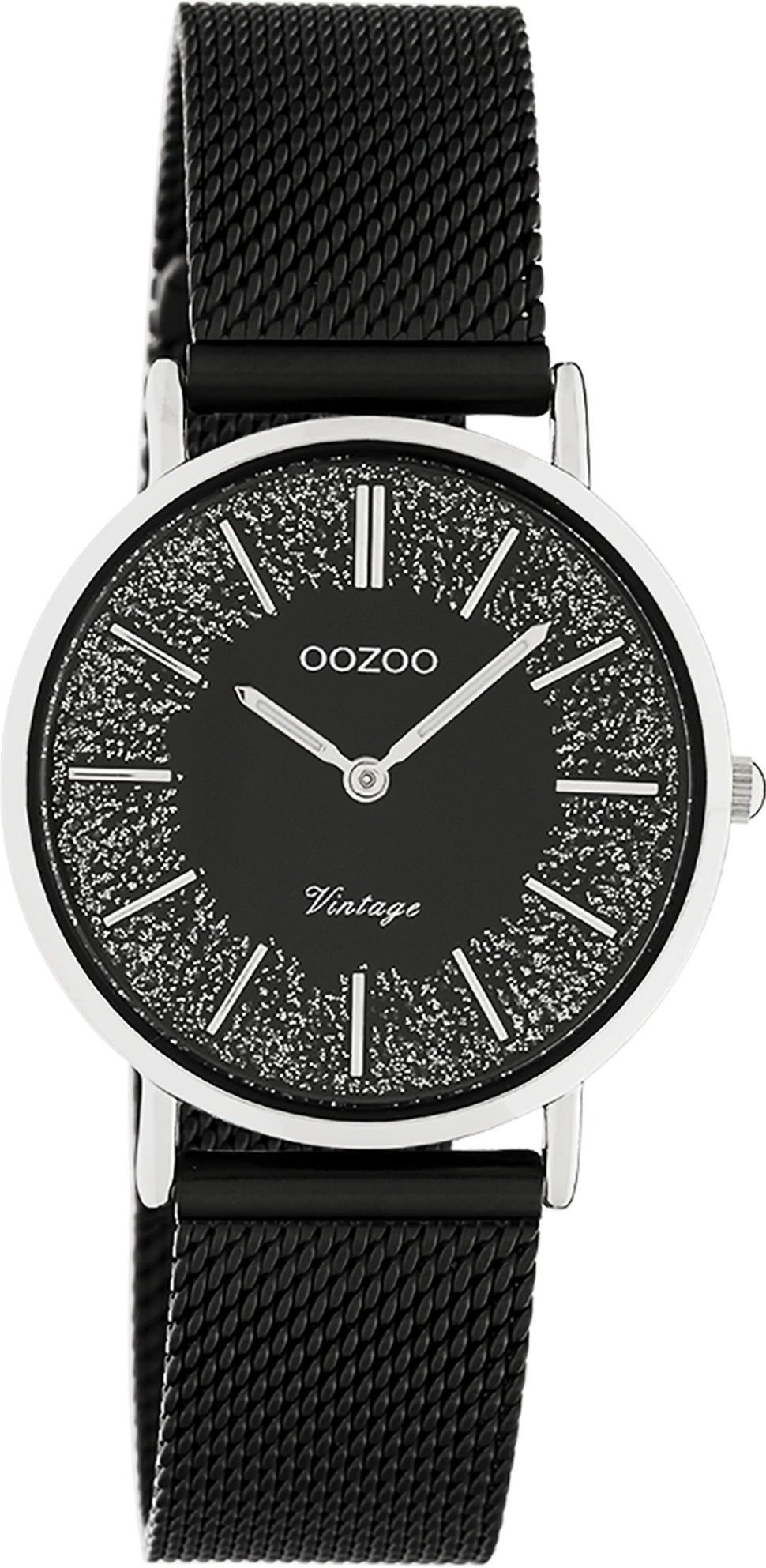 Damen Uhren OOZOO Quarzuhr UOC20141 Oozoo Damen Armbanduhr schwarz Analog, Damenuhr rund, mittel (ca. 32mm), Edelstahlarmband, C