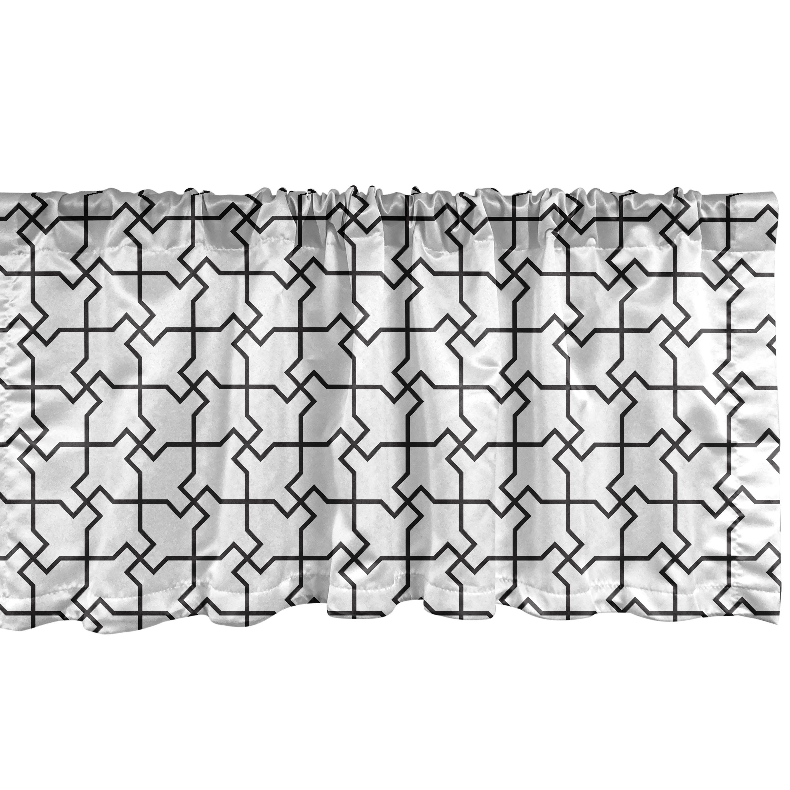 Scheibengardine Vorhang Volant für Küche Schlafzimmer Dekor mit Stangentasche, Abakuhaus, Microfaser, Abstrakt Simplistic Geometrische Linien