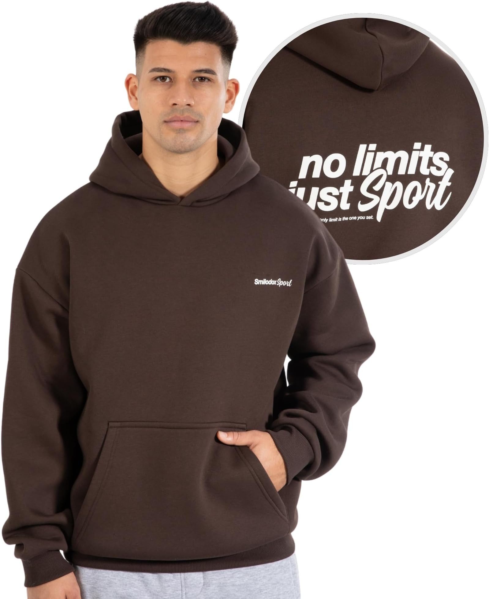 Smilodox Hoodie Fortes, Kapuzenpullover im Oversize Fit mit großem Back Print, Sweater Pulli Große Kapuze Kängurutasche Print Sport Steetwear Alltag