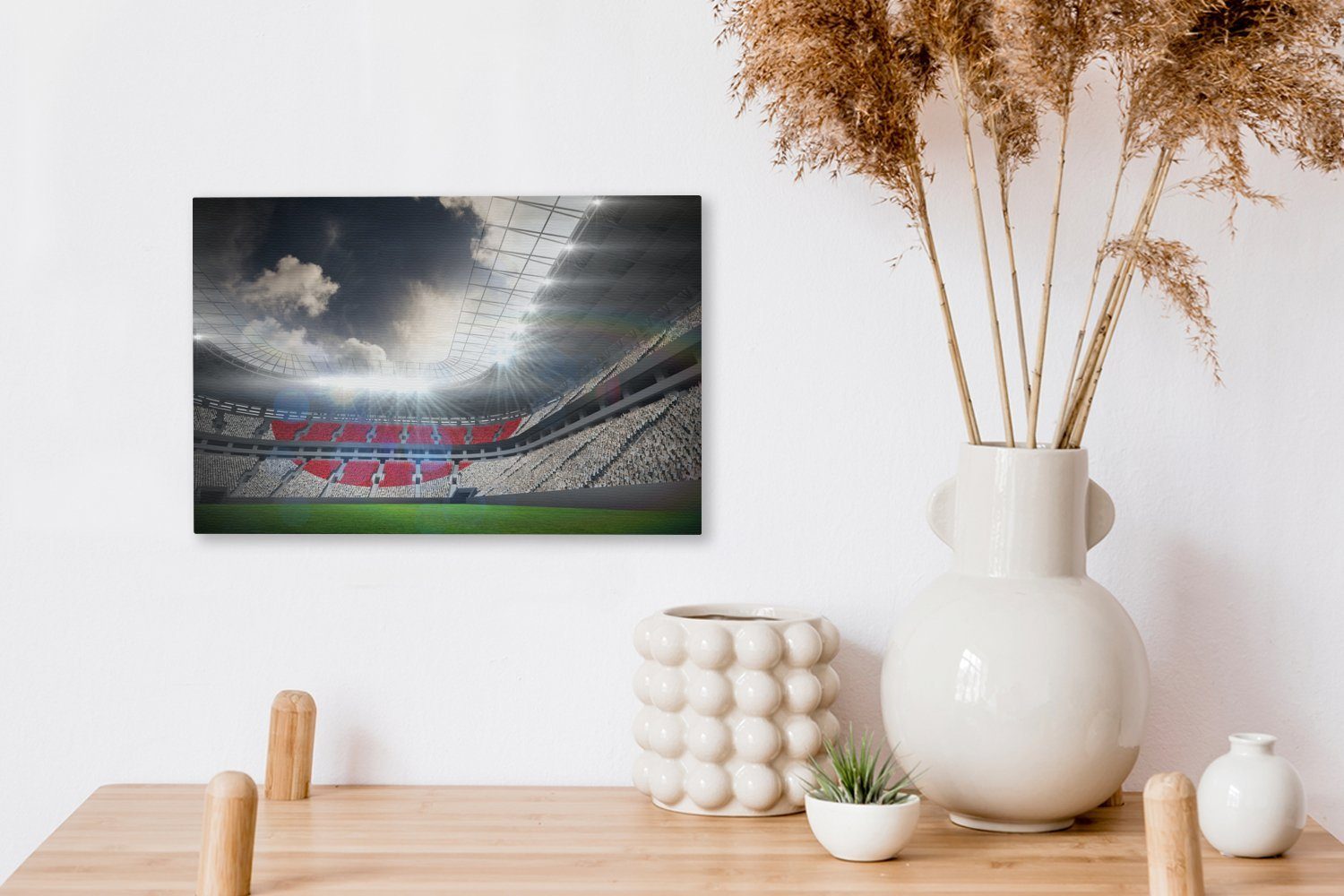 30x20 den cm Illustration Leinwandbild Wanddeko, unter Fußballstadions St), Wandbild eines Aufhängefertig, Eine Wolken, OneMillionCanvasses® (1 Leinwandbilder,