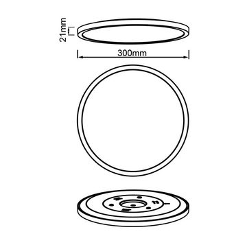 Lightbox LED Deckenleuchte, Dimmfunktion, LED fest integriert, warmweiß, LED Deckenaufbau-Paneel, Ø 30 cm, 3-Stufen dimmbar, 2700 lm, 2700 K