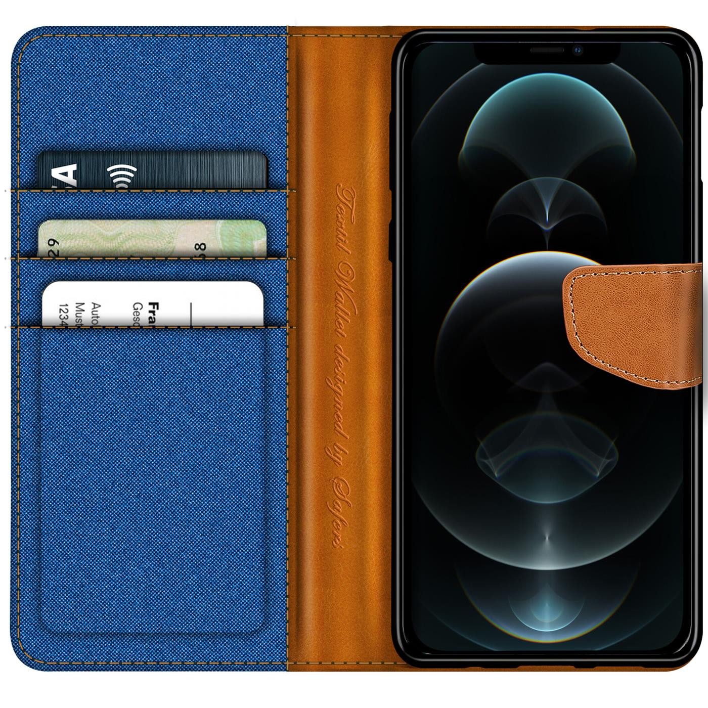 CoolGadget Handyhülle Flip Case Wallet Cover Book Tasche für Apple iPhone 12 Pro Max 6,7 Zoll, Handy Tasche mit Kartenfach Book Schutzhülle