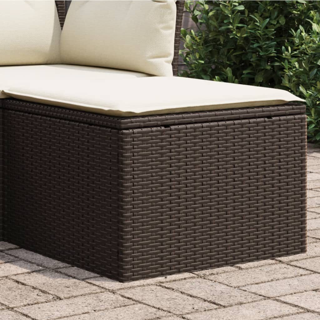 vidaXL Hocker Gartenhocker mit Kissen Braun 55x55x37 cm Poly Rattan (1 St)