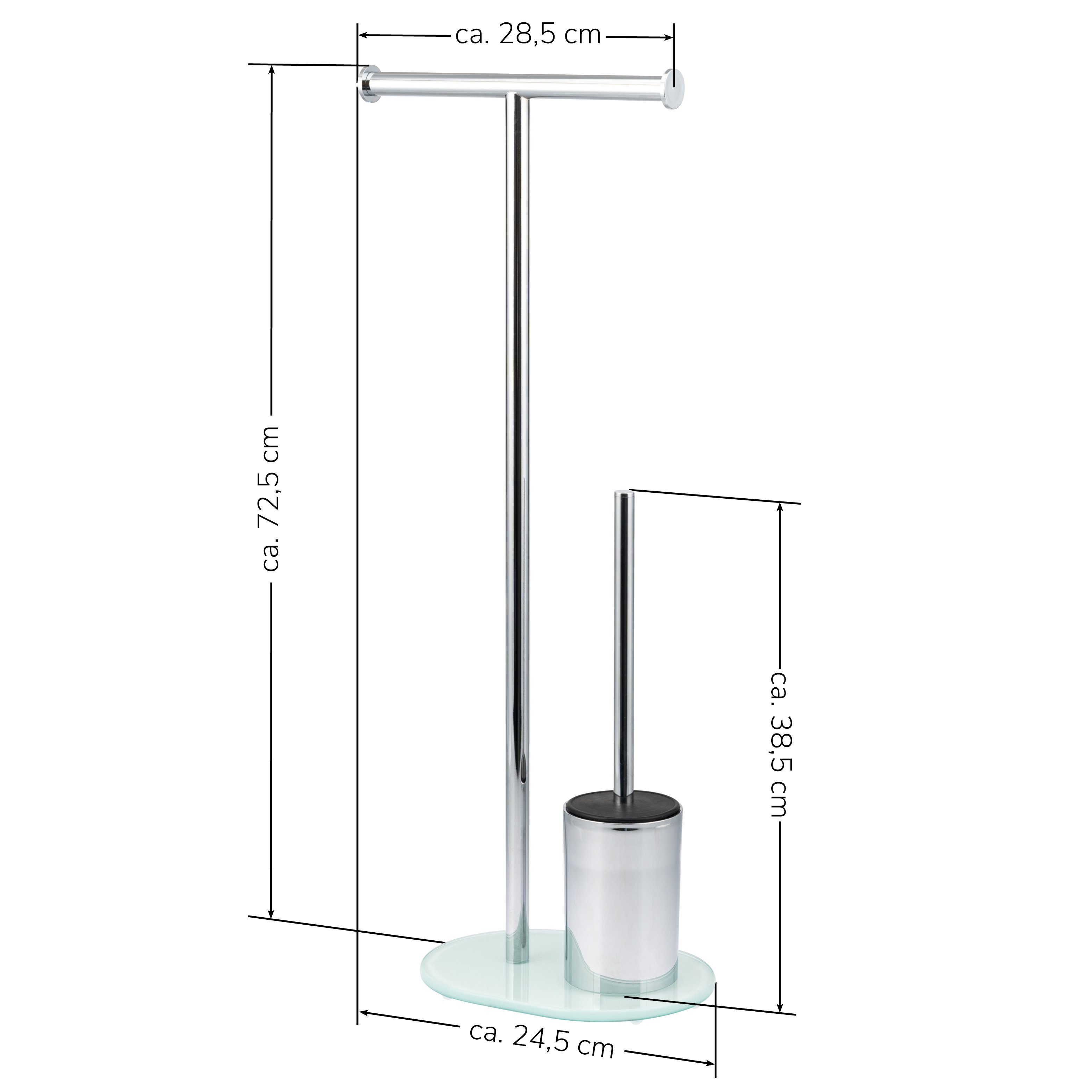 Stand-WC-Garnitur 3in1, weiß, bremermann Glassockel, WC-Garnitur Badezimmer, (Komplett-Set)